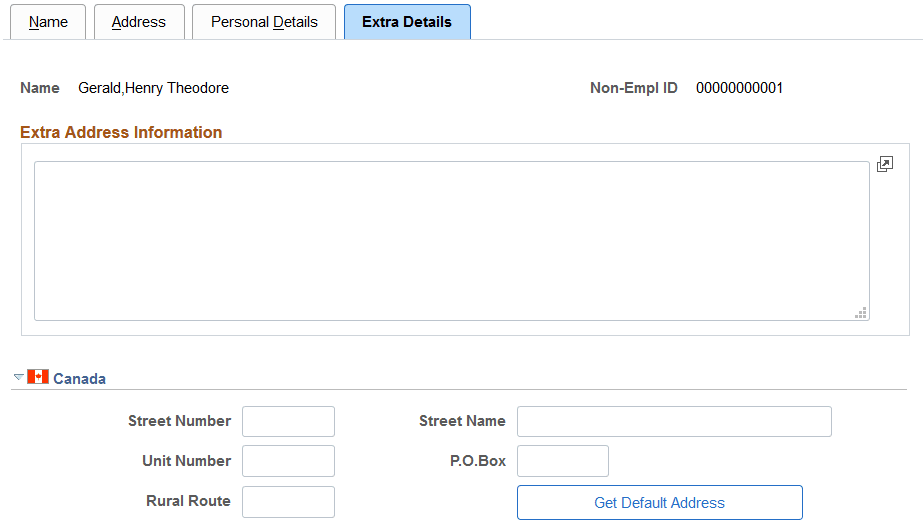 Non-Employee Details - Extra Details page