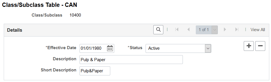Class/Subclass Table - CAN page