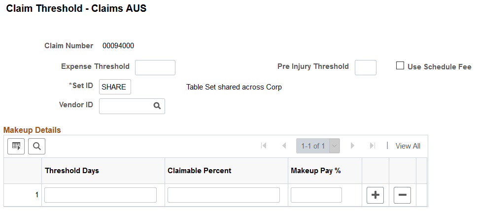 Claim Threshold - Claims AUS page