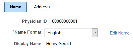 Physician Table - Name page