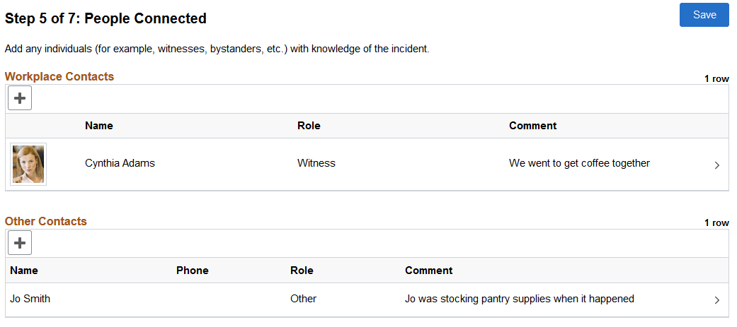 Report Incident - People Connected page