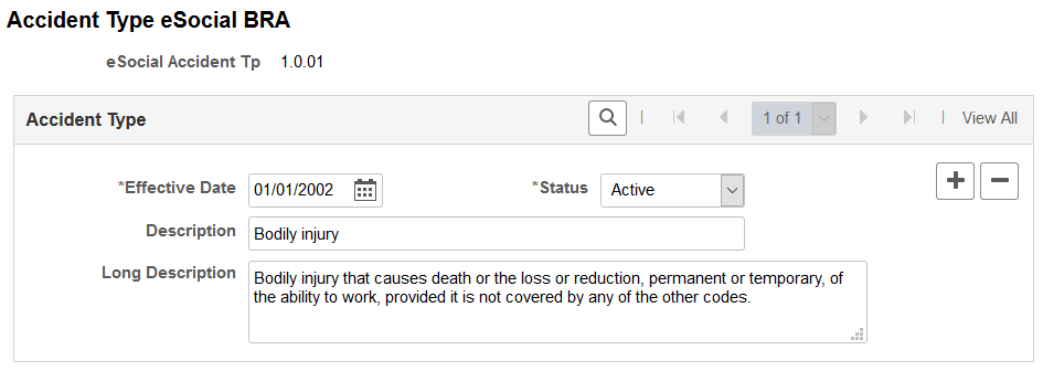 Accident Type eSocial BRA page