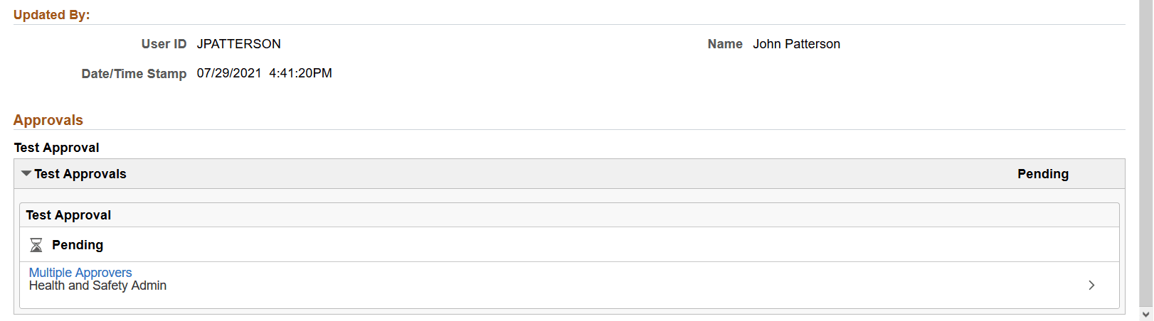 Test Details page in read-only mode (2 of 2)