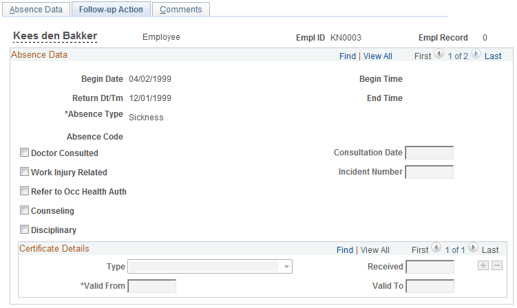 Follow-up Action page