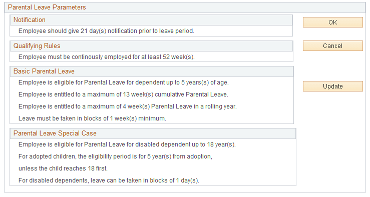 Absence Parameters page (2 of 3)
