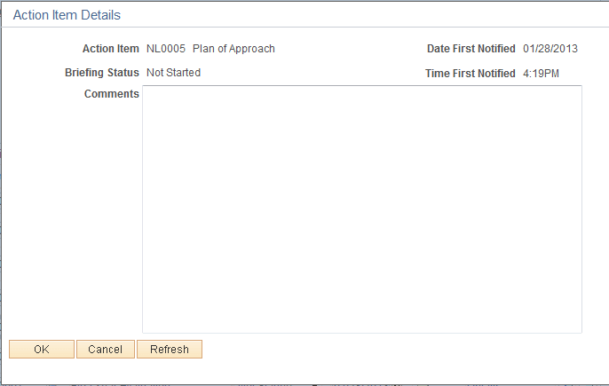 Action Item Details page