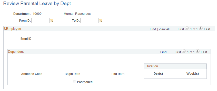 Review Parental Leave by Dept page