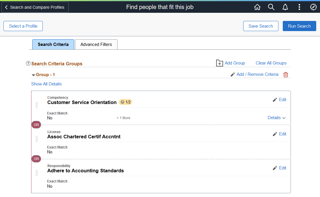 (Fluid) Search Criteria page