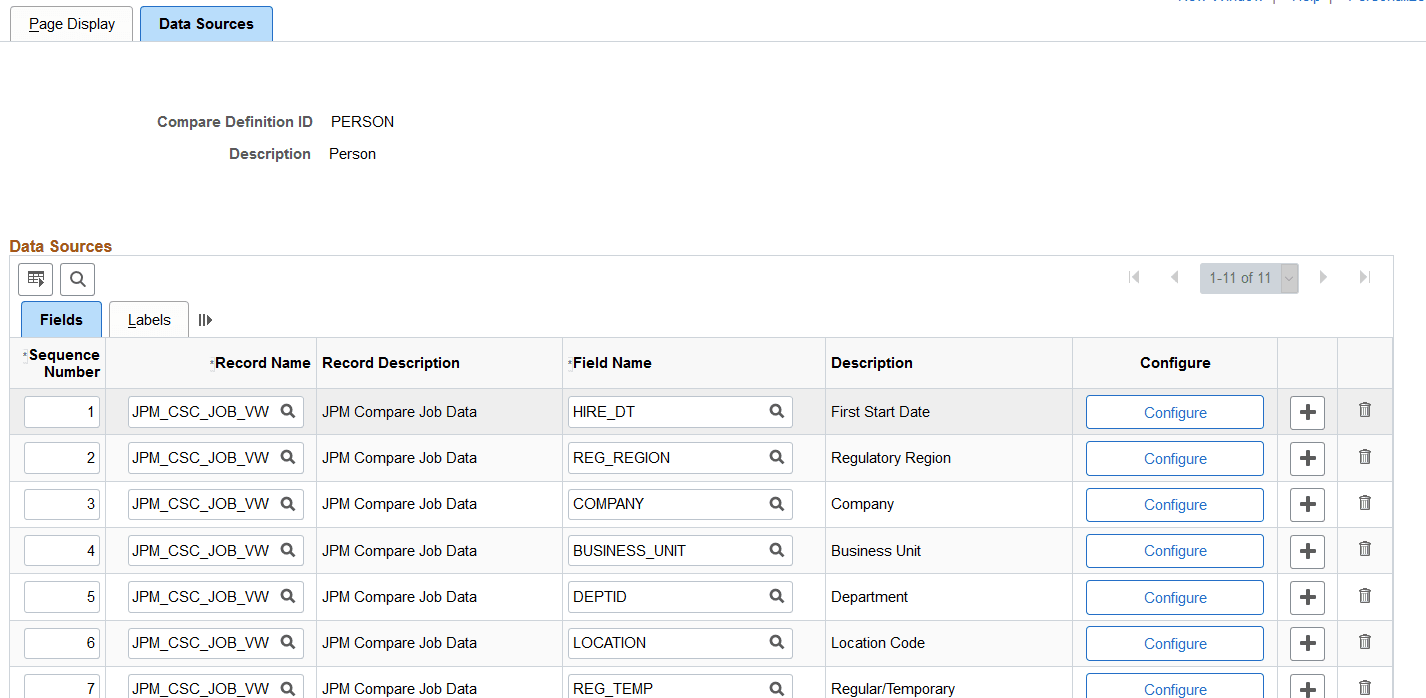 Fluid Compare Configuration - Data Sources Page