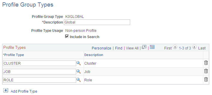 Profile Group Types page