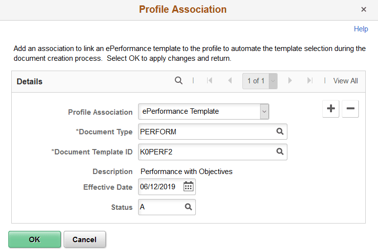 Profile Association page