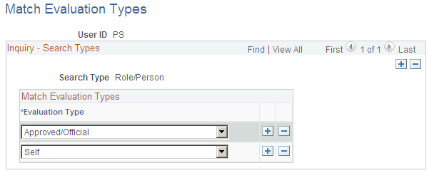 Match Evaluation Types page