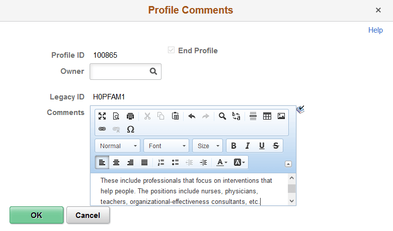 Non-person Profile - Profile Comments page