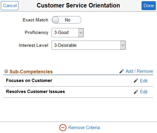 <><Edit Criteria> page when an item has related items