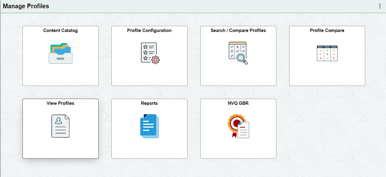 Manage Profiles dashboard