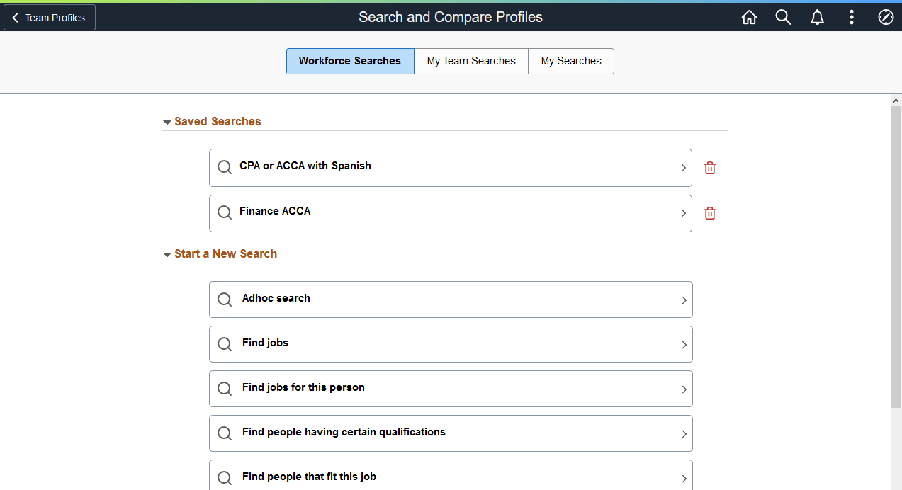 (Fluid) Start a New Search Page showing saved searches