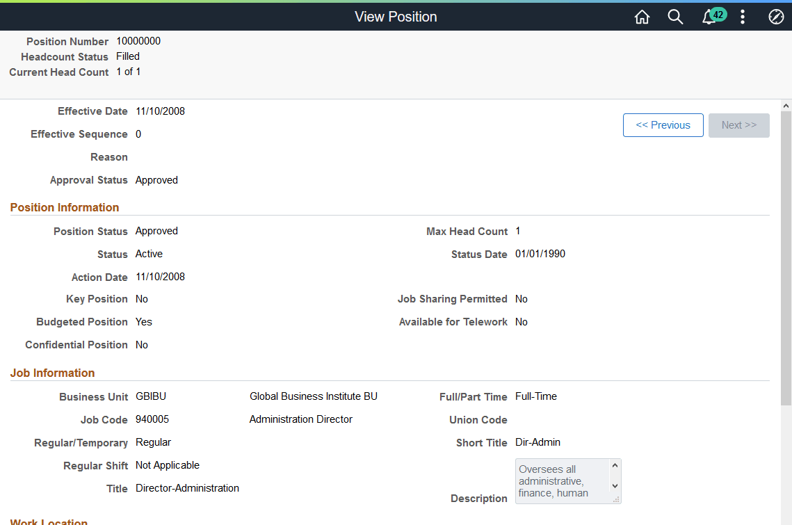 View Position page (1 of 2)