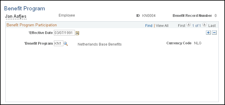 Enroll in Benefits - Benefit Program page