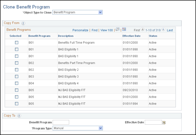 Clone Benefit Program page