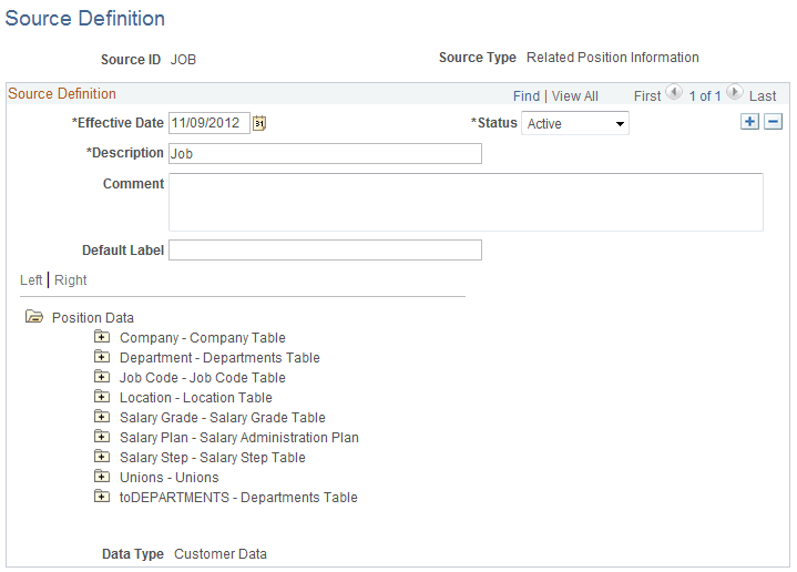 Source Definition page - POSRELATED source type