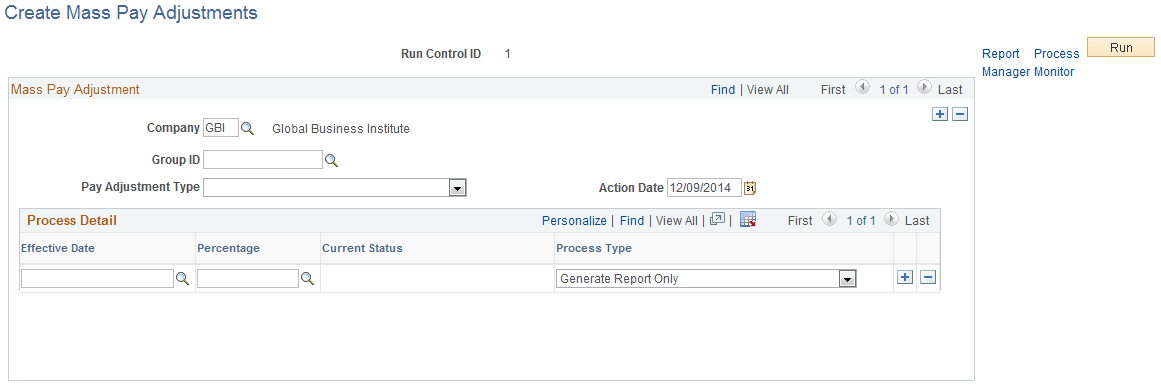 Create Mass Pay Adjustments page