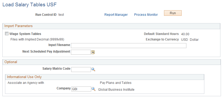 Load Salary Tables USF page
