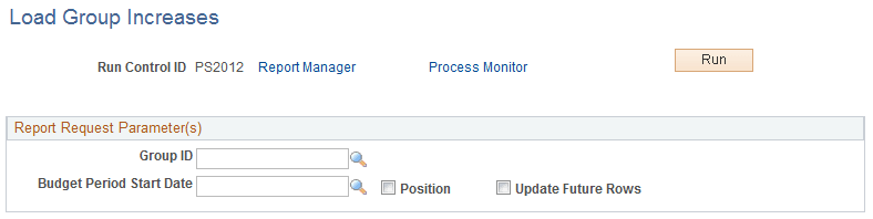 Load Group Increases page