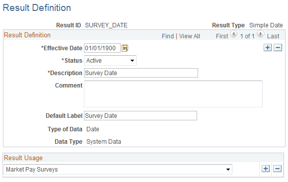 Result Definition page - SIMPLEDATE result type
