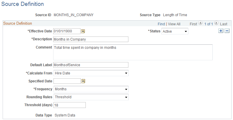Source Definition page - TIMESPAN source type