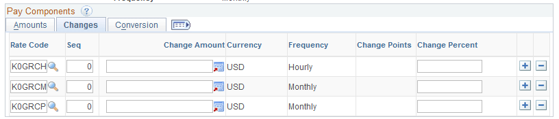 Propose Raises page - Pay Components: Changes tab (2 of 4)