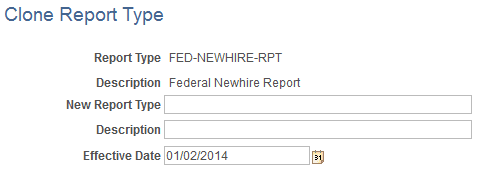 Clone Report Type page