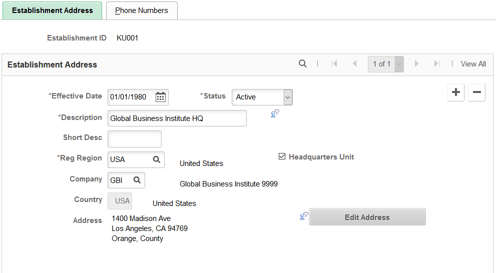 Establishment Address page (1 of 3)