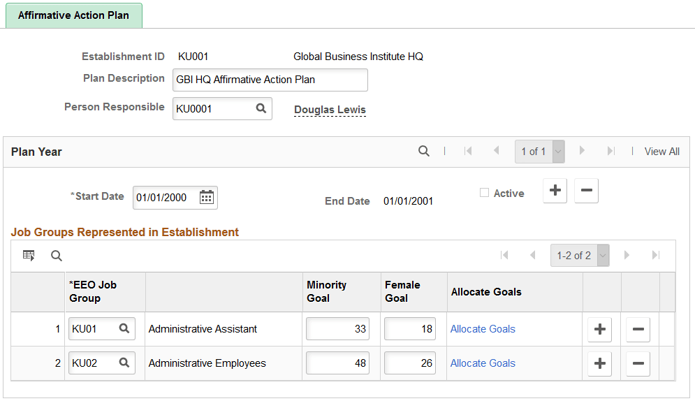 Affirmative Action Plan page