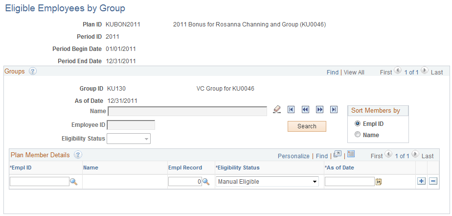Eligible Employees by Group page