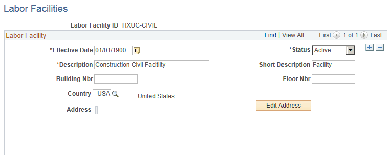 Labor Facilities page