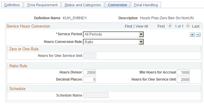Service-Hours Counting - Conversion page