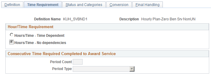 Service-Hours Counting - Time Requirement page