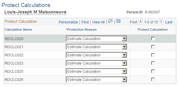 Protect Calculations page