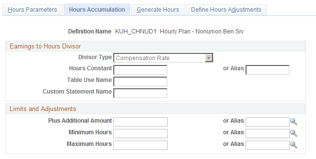 Hours Accumulation page