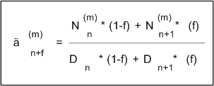 Formula to calculate annuity factors at non-integer ages formula (generic)
