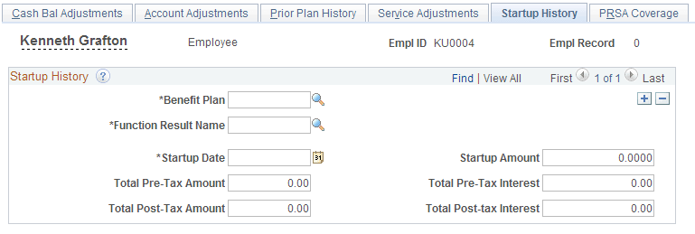 Startup History page