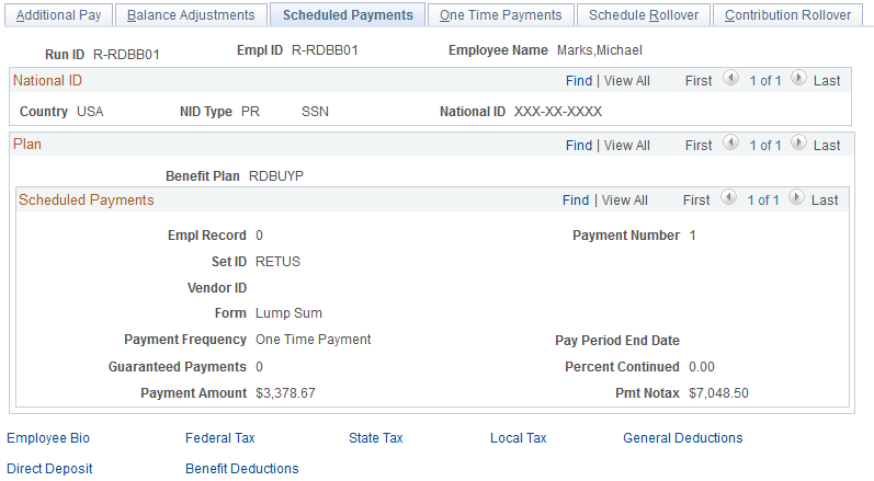 Scheduled Payments page
