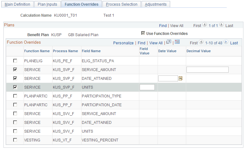 Function Overrides page