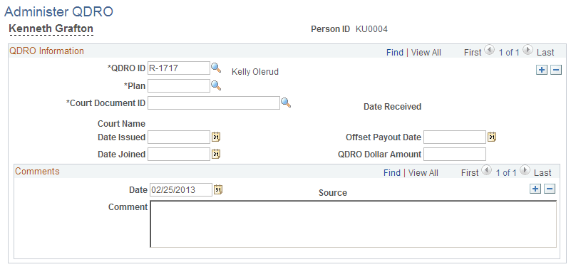 Administer QDRO page