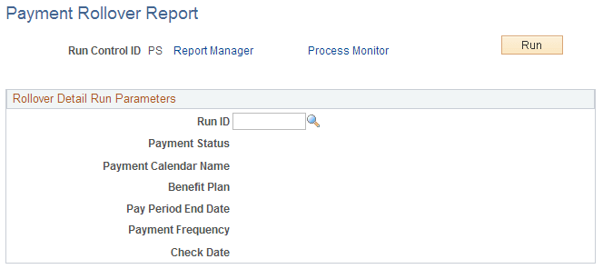 Payment Rollover Report page