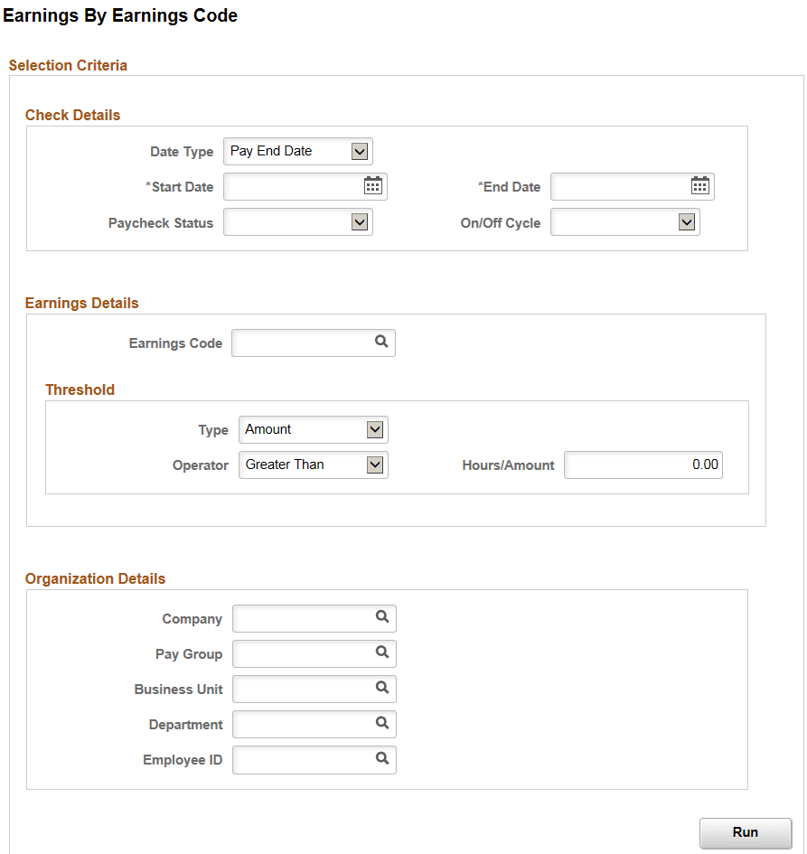 Earnings By Earnings Code Fluid page