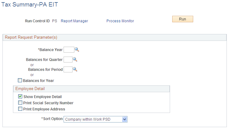 Tax Summary Report PA EIT page