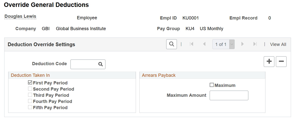 Override General Deductions page