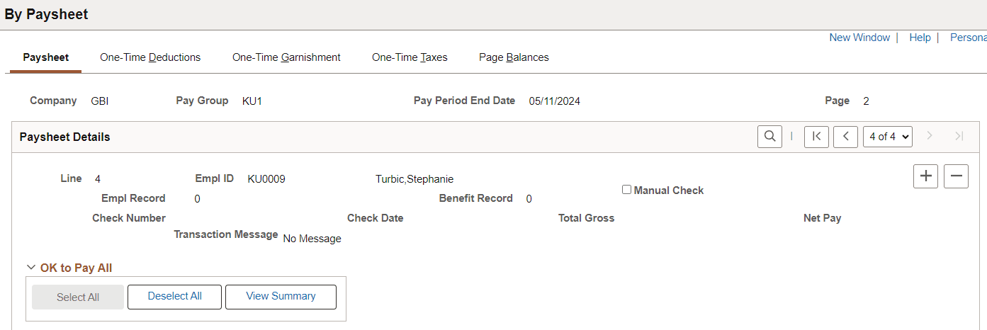 By Paysheet - Paysheet page (1 of 2)