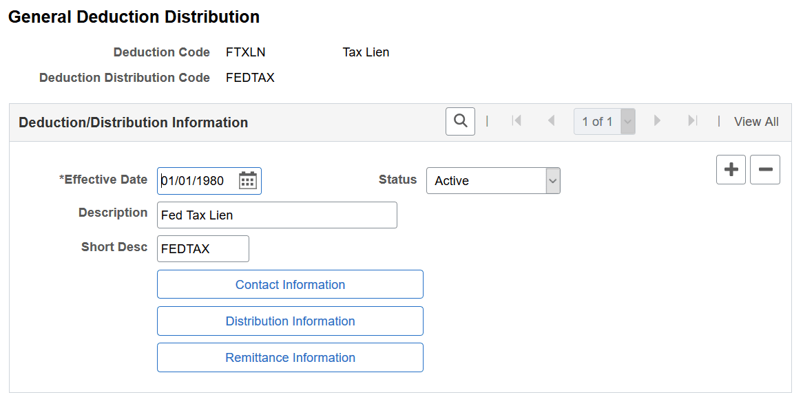 General Deduction Distribution page